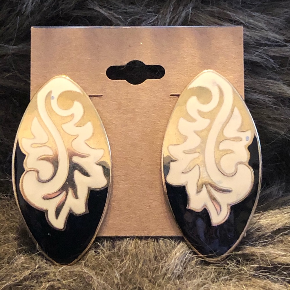 Vintage RA enamel statement pierced earrings